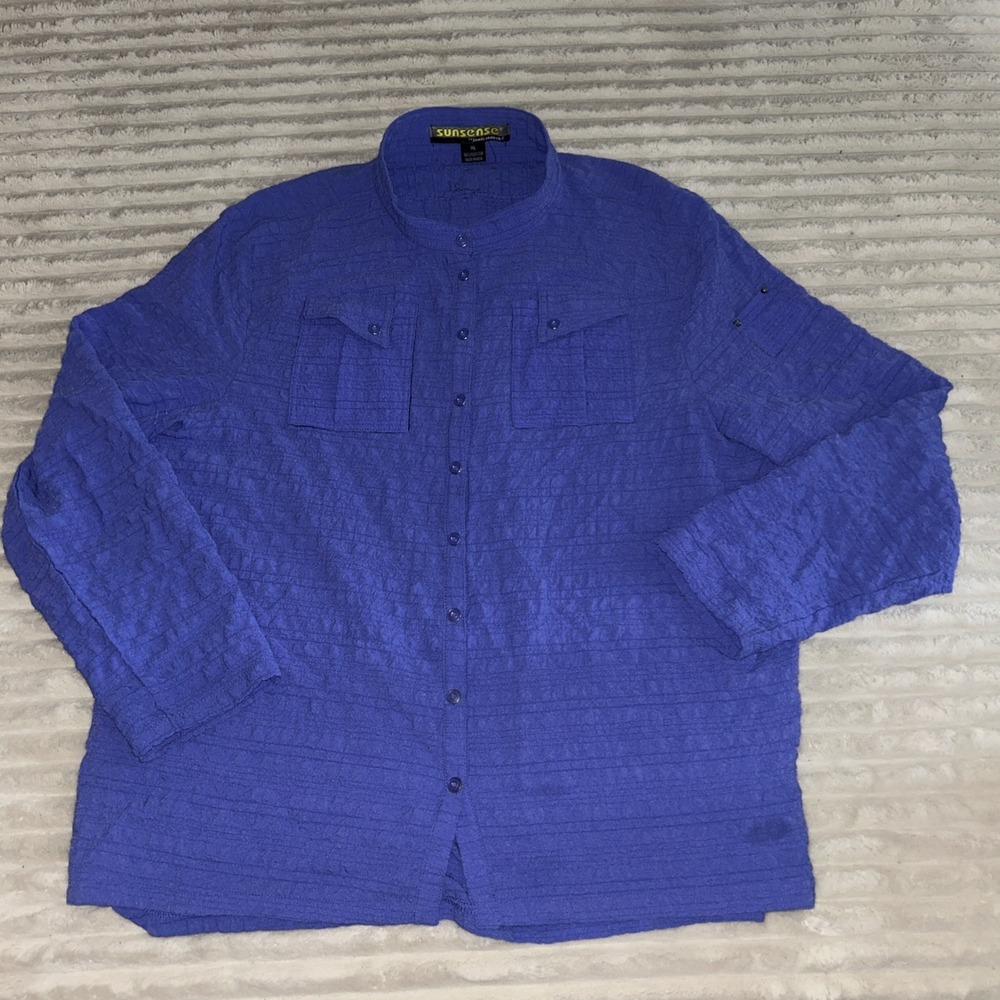 SUN-SENSE JAMIE SADOCK  Purple Multicolor Long‎ Sleeve 1/4 Zip Activewear Top XL